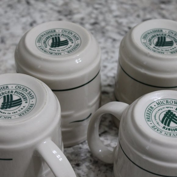Longaberger Mugs Set of 4 Heritage Green EUC - Picture 3 of 3
